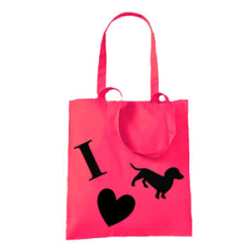 Baumwolltasche 'I love Dackel'   diverse Farben